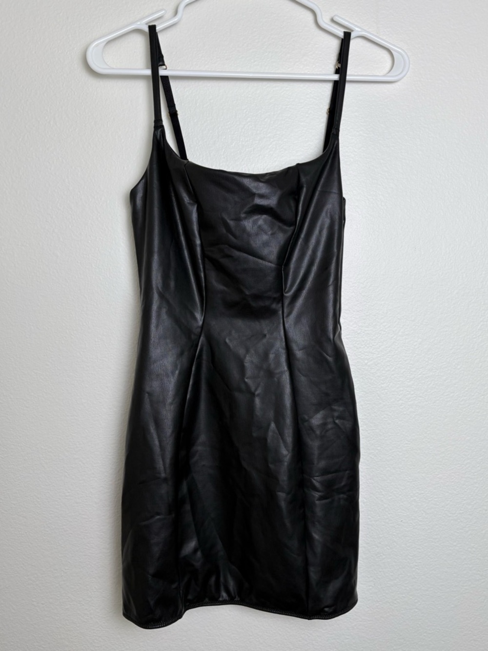 Victoria's Secret Black Faux Leather Mini Slip Dress Size Small